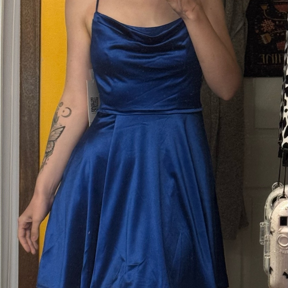 Emerald Sundae Blue Ruched Mini Dress